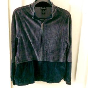 EUC Rafaella zip up two tone velvet sweater M